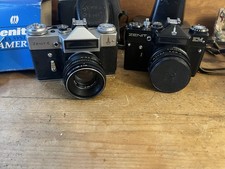 Vintage Russian Cameras ZENIT E in Original Box And ZENIT EM .UNTESTED