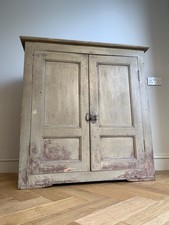 Antique Vintage Rustic French Cupboard Cabinet In Original Paint  Kitchen Larder