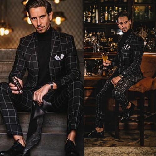 Black plaid check blazer - plaid, for