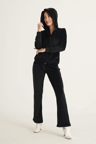 Velour hooded tracksuit set - velour,
