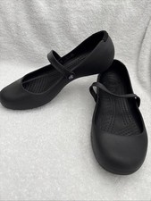 Women’s Crocs Alice Mary Jane Shoes Black Slip On Comfort Resistant Work, 9