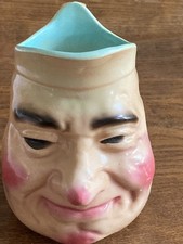 Antique Old Whisky Toby Jug Face Majolica by SF & Co