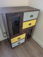 Sheesham Solid Wood Cabinet With Painted Drawer Fronts sideboard storage unit