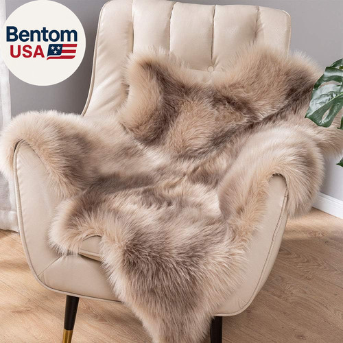 3x3ft brown faux fur area - 3x3ft, rug