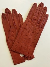 Beautiful Soft Vintage Small Red Leather Gloves With Button - Children’s? Prop 