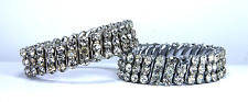 Two 1950s Marilyn Monroe Rhinestone 1950s Deco Expanding Bracelets. Empire Made.