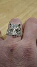 925 Stamped Silver Tiger Head