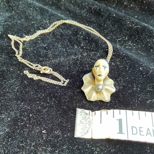 Vintage pierrot clown pendant - pierrot,