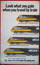 HST INTERCITY 125 LONDON HIGH SPEED TRAIN CLASSIC ORIGINAL ART POSTER 1977