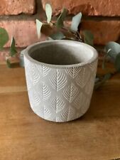Grey Flower Pot with feather pattern Concrete Pot Modern Contemporary