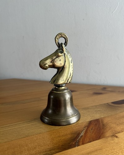 Vintage brass bell with horse - brass,