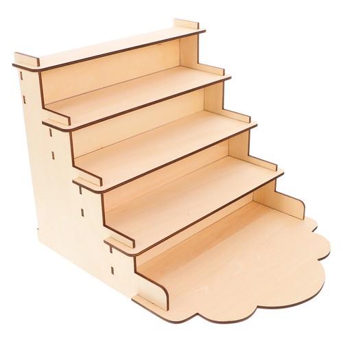 Beige wood tiered card - beige,