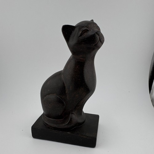 Stone cat figurine sculpture - figurine,