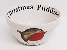 Simply Red Fat Robin Christmas Pudding Ceramic Baking Bowl Basin 35 oz 990ml