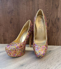 Jessica Simpson UK2.5 35 Ladies Multi Sequin Platform Stiletto Heel Sparkly Shoe
