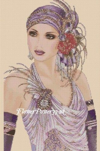 Art deco lady cross - art,