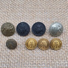 8 x Vintage Military and WW2 National Fire Service Buttons Army/Navy