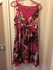 JONATHAN MARTIN PRETTY DIGITAL PINK FLOWER PRINT 50's WEDDING GUEST DRESS UK 14