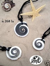BLACK & WHITE SHELL NECKLACE PENDANT beach surf /n268la