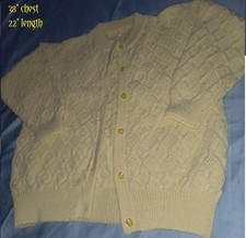 Lovely lady's button up cardigan, larger size - all over design in a lemon shade