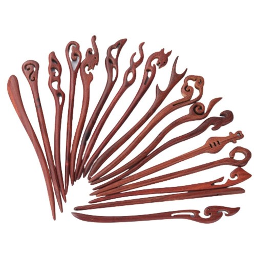 Red sandalwood hair clips - red,