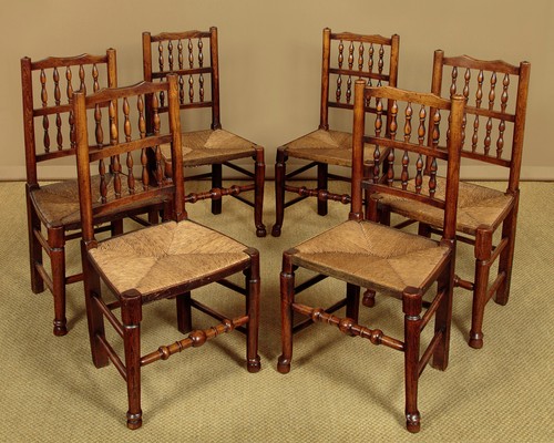 Antique set six - antique, spindleback