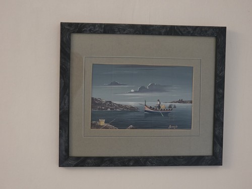 Vintage coastal moonlit - coastal, boat