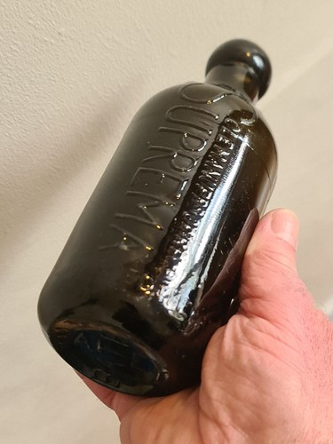 Black glass ginger beer - glass, bottle