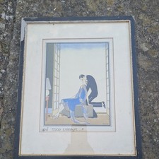 Ettore Tito Quu trop Embrasse original Print Hand Coloured Stencil 