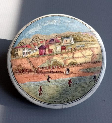 Antique prattware pot lid - prattware,
