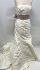 Benjamin Roberts Wedding Dress Strapless Ivory with Lilac Sash 30 in Bust    W10