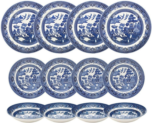 Blue willow piece - blue, 12-piece