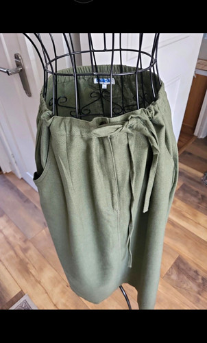 Olive green linen blend midi - olive,