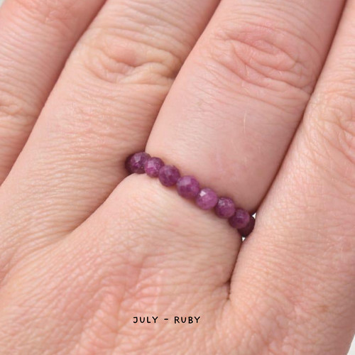 Birthstone ring beaded - birthstone,