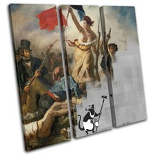 Liberty Leading Banksy Delete Urban TREBLE CANVAS WALL ART Picture Print