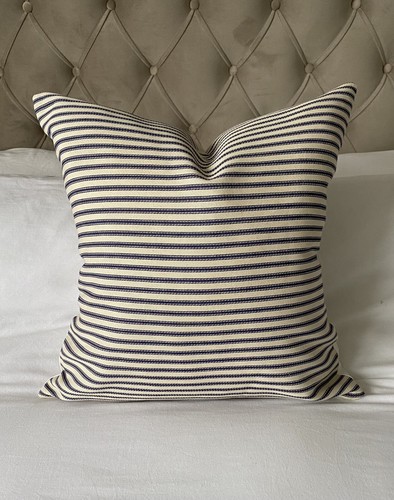Blue nautical stiped ticking - blue,