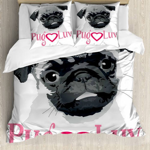 Pug duvet cover love - duvet, image