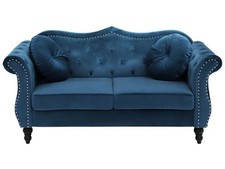 2 Seater Velvet Sofa Navy Blue