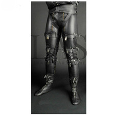 Mens Genuine Leather Skinny Pants Club Trouser Bondage Pants