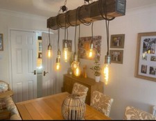 Suspended Rustic Wood Style Beam LightghLt  With Bulbs,Chandeli