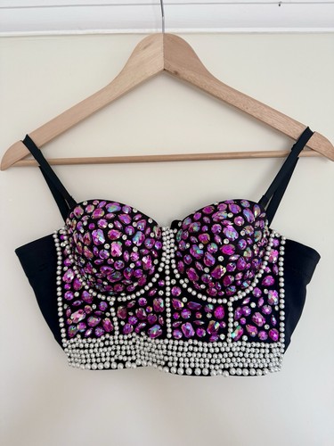 Black purple sequin pearl - purple,
