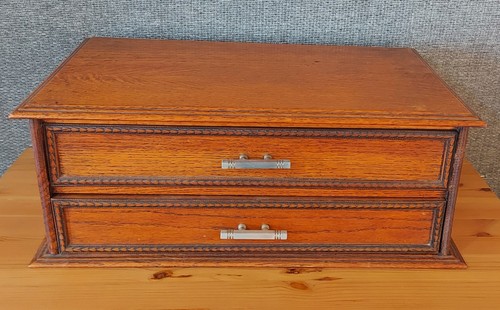 Vintage oak storage silverware - vintage,