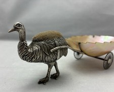 Rare Large Adie & Lovekin Ostrich Silver & Mother of Pearl Cart Pin Cushion 1908