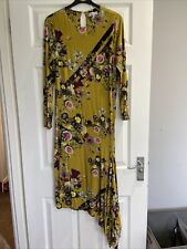 Studio By Preen Mustard Yellow Floral Asymmetric Hem Dress Size 14
