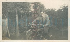 1926 Original Photo Man on Douglas Bike Motorcycle 4.2x2.5"