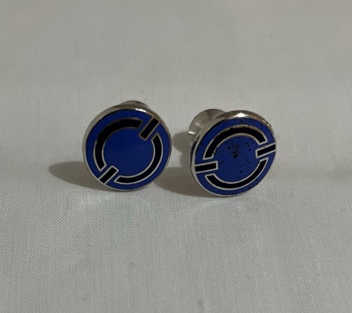 Silver tone blue enamel - tone,