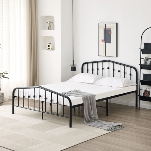 Metal bed frame with - frame, headboard