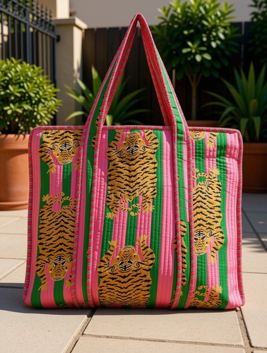 Indian cotton quilted tote bag - indian,