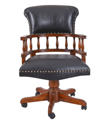 Leather armchair mahogany - leather,