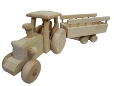 Wooden Tractor with Trailer -